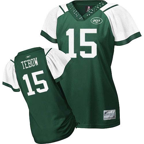 Jets #15 Tim Tebow Green Women's Field Flirt Stitched NFL Jersey